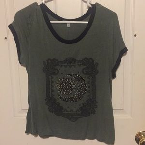 Green shirt with gems as moon